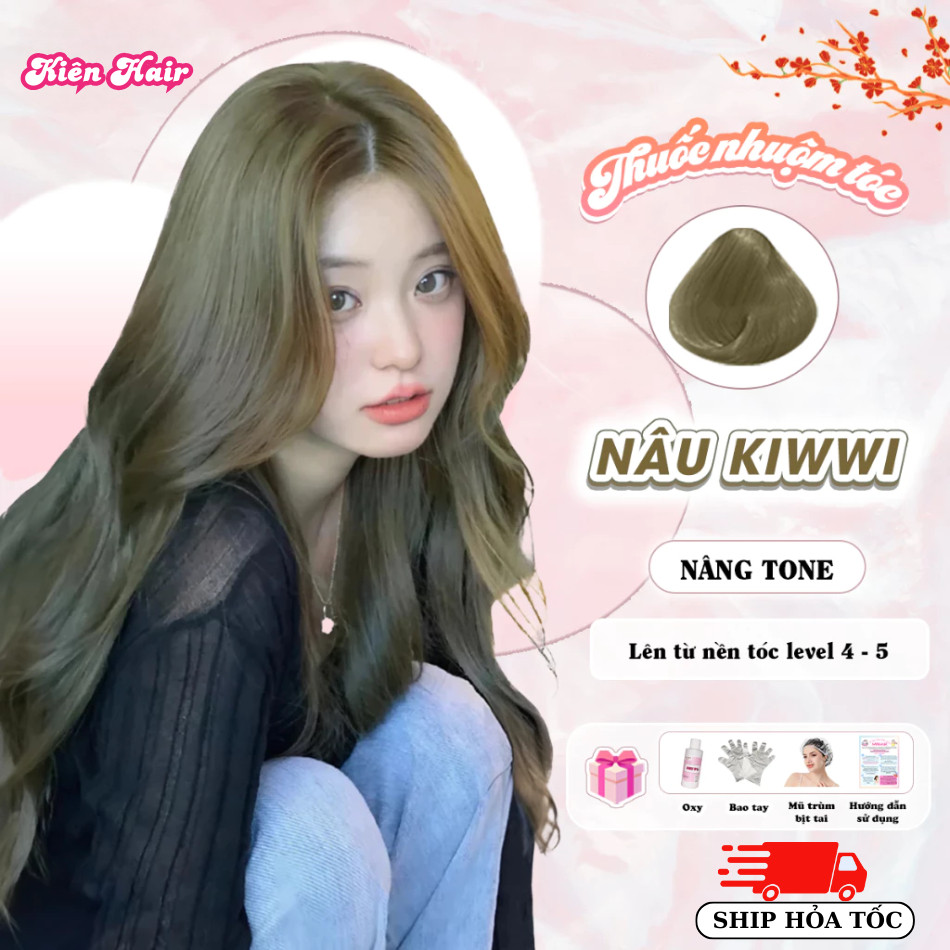 Thuốc nhuộm tóc Nâu KiWi không tẩy, tặng kèm oxy trợ dưỡng và bao tay |Kiênhair