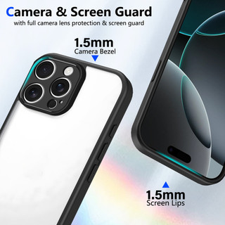 Dành cho iphone 16 / 15 Plus / 14 / 13 Pro Max Ốp điện thoại cứng trong suốt Khung silicon mềm chống rơi mỏng