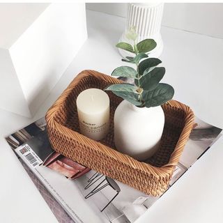 Tự Nhiên Phong Cách Mục Vụ Handmade Mây Để Bàn Bàn Cà Phê Giỏ Chứa Đồ Thích Hợp Cho Gia Đình Phòng Khách Phòng Ăn Nhà Bếp Đồ Chơi Trái Cây Đồ Ăn Nhẹ Đồ lặt vặt Bảo Quản