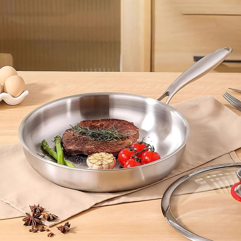 Chảo Inox 304 DULICA HOUSE - Đáy Phẳng Chuyên Chiên Rán, Chống Dính Tự Thân Dày Dặn Sáng Bóng | BigBuy360 - bigbuy360.vn