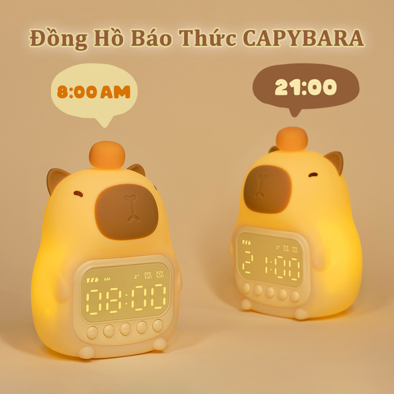 Đồng Hồ Báo Thức Capybara Để Bàn, Đồng Hồ Cute, Kiêm Đèn Ngủ LED, Trang Trí Decor Phòng Ngủ, Quà Tặng Sinh Nhật