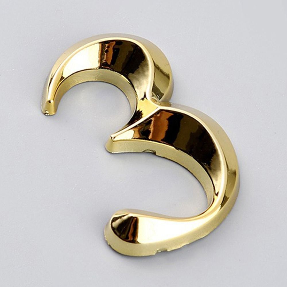 3D Số Cửa ABS Đúc Mạ Điện Tấm Số 0 Đến 9 Cửa Vàng Tự Dính Đường Phố Miếng Dán Ngoài Trời