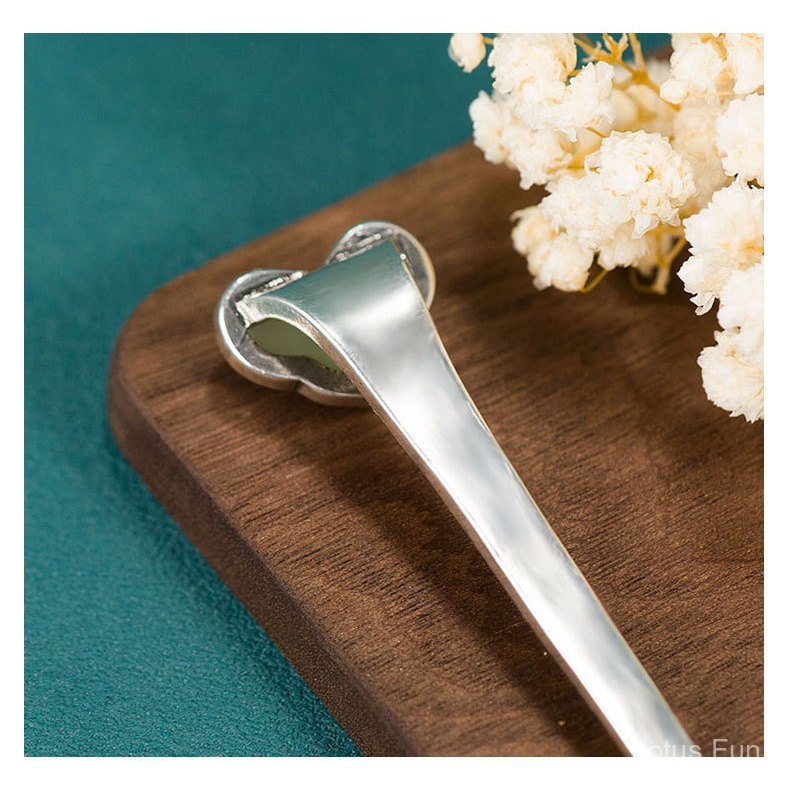 Kẹp Tóc Mạ Vàng Trắng Cổ Điển với Hoạ Tiết Giả Ngọc Hetian - Phụ Kiện Cho Hanfu và Sườn Xám