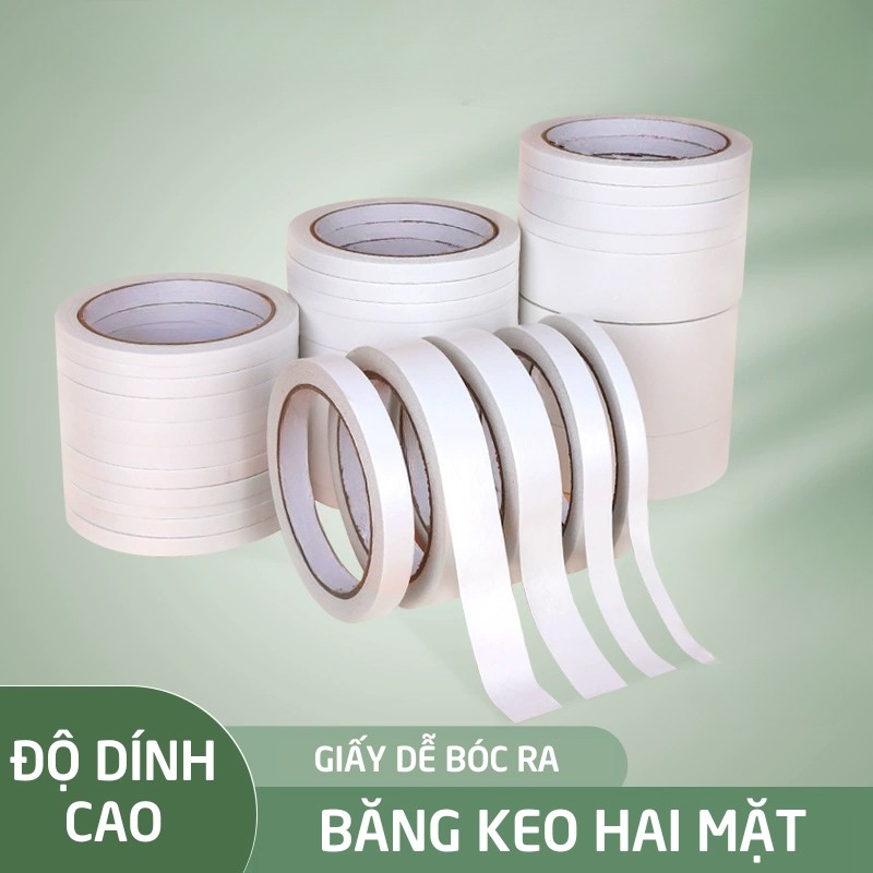 Băng Keo 2 Mặt Siêu Dính 10 Mét – Băng Dính 2 Mặt Đa Năng Dán Chắc, Cuộn To Dài Cho Văn Phòng Và Đồ Thủ Công