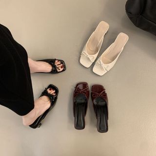 Phụ nữ Pháp Bow Thô gót giày cao gót gót cộng với kích thước