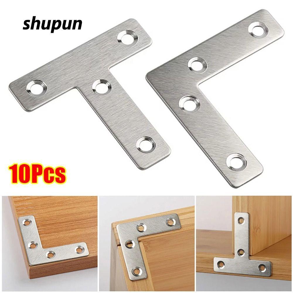 SHUPUN 10 Cái Giá Đỡ Góc, 40 / 50 / 60 / 80mm 90° Tấm kết nối góc phải, Phụ kiện phần cứng bằng thép không gỉ loại chữ L loại T