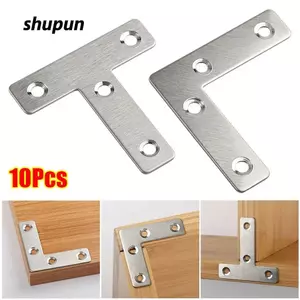 SHUPUN 10 Cái Giá Đỡ Góc, 40 / 50 / 60 / 80mm 90° Tấm kết nối góc phải, Phụ kiện phần cứng bằng thép không gỉ loại chữ L loại T