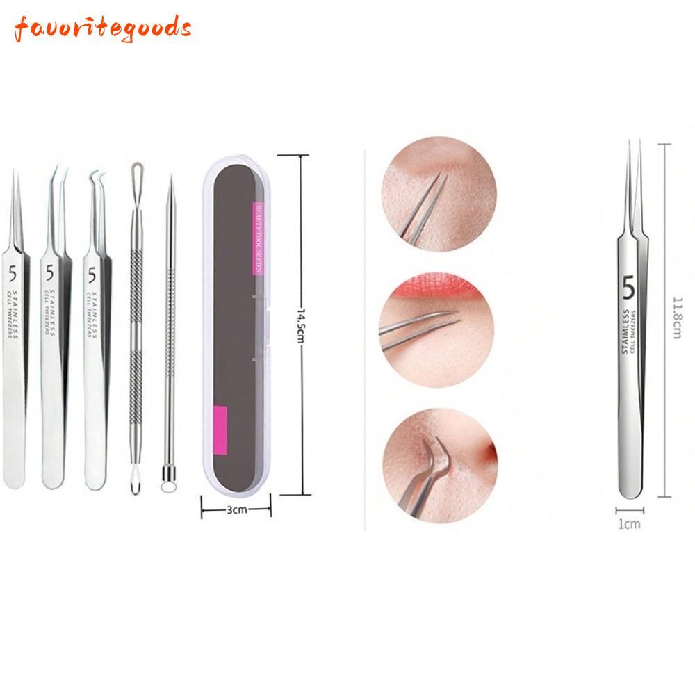 FAVORITEGOODS 4 / 6 cái / bộ Bộ kim mụn đầu đen, Công cụ vắt mụn đầu đen chăm sóc da mặt Sliver, Dụng cụ chuyên nghiệp Dụng cụ làm sạch lỗ chân lông vàng hồng bằng thép không gỉ Điều trị làm đẹp