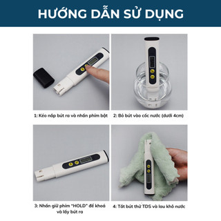 Bút Thử Nước Sạch TDS Chính Xác, Giới Hạn Đo 0-9990 PPM, Chất Liệu Nhựa Và Kim Loại, Ứng Dụng Rộng Rãi Trong Thủy Sản Và