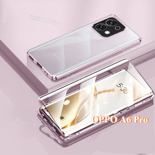 Ốp điện thoại OPPO A6 Pro 5G 4G 360 Bảo vệ toàn bộ ống kính Vỏ kim loại từ tính OPPO A6Pro Mặt trước hai mặt kính mặt sau Vỏ điện thoại toàn thân có khóa