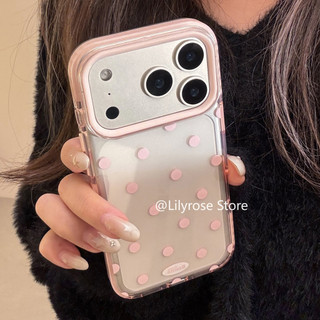 Ốp Lưng Chấm Bi Màu Trơn Cho iPhone 17ProMax 17Po 17 16ProMax 16Pro 16 15ProMax 15Pro 15 14ProMax 14Pro 14 13ProMax 13Pro 13Pro 13 Phong Cách Hàn Quốc Trong Suốt Màu Hồng Mềm
