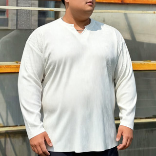 Áo thun nam sọc trắng cổ chữ V Henley từ 50 đến 150KG, phù hợp công sở dài tay