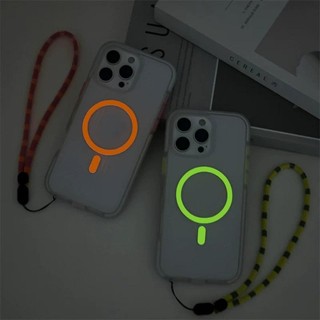 Ốp điện thoại phát sáng Hàn Quốc + Dây buộc cho iPhone 17 Air 11 12 16 15 14 13 Pro Max Vỏ mờ trong suốt Vỏ điện thoại mềm mờ Vỏ bảo vệ chống sốc