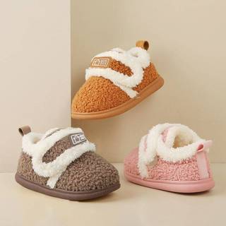 W Mùa Đông Trong Nhà Cho Bé Nhà Dép Cotton Trẻ Em Rễ Quấn Bé Trai Bé Gái Lót Lông Cừu Tiện Lợi Giày Cotton Chống Trơn Trượt Giày Ấm Áp
