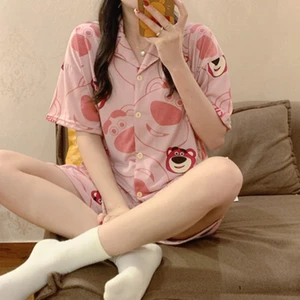Bộ đồ ngủ ngắn tay nữ Hoạt hình Crayon Shin-Chan Hoạt hình ngọt ngào Cô gái dễ thương Homewear