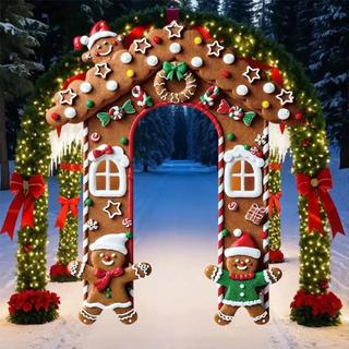 Whimsical Gingerbread Khung Nhà Polyester Bánh Gừng Trang Trí Cửa Nhẹ Có Thể Gập Lại Biểu Ngữ Giáng Sinh Trang Trí Cho Tiệc Giáng Sinh Sự Kiện Trường Học Tập Hợp Gia Đình