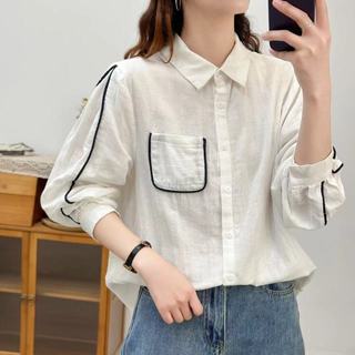 [Hàng có sẵn] Áo sơ mi nữ 100% cotton phiên bản Hàn Quốc phù hợp mùa xuân