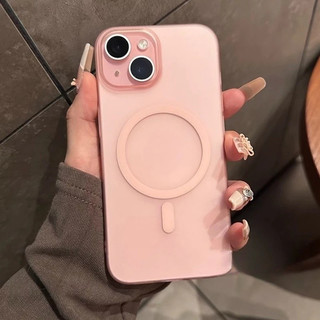 Ốp PC Màu Hồng Mờ Siêu Mỏng Bán Trong Suốt Matte Từ Tính Ốp lưng IPhone17 16 15 14 13 12 11 Pro Max Ốp Lưng Cứng Bảo Vệ Chống Sốc