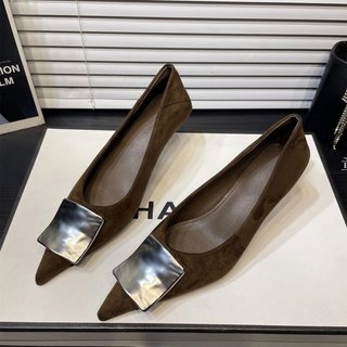 Giày Cao Gót Nữ Mũi Nhọn Gót Chân Slip-On Nông Miệng 34-41