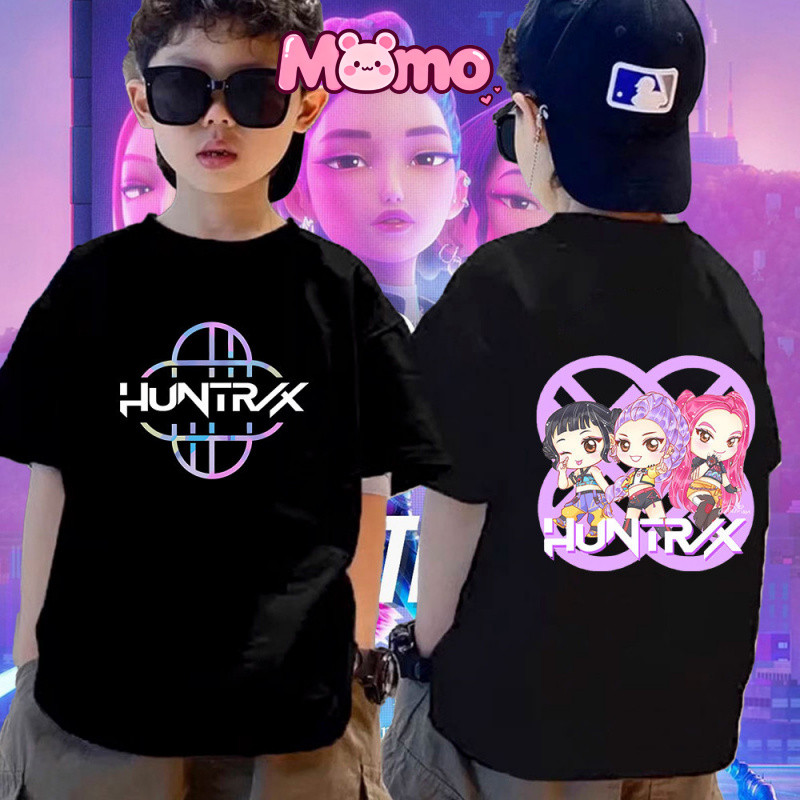 2025 Mới Kpop Demon Hunter Áo Thun Trẻ Em Dễ Thương Phong Cách Kpop Cổ Tròn Tay Ngắn Áo Thun Top
