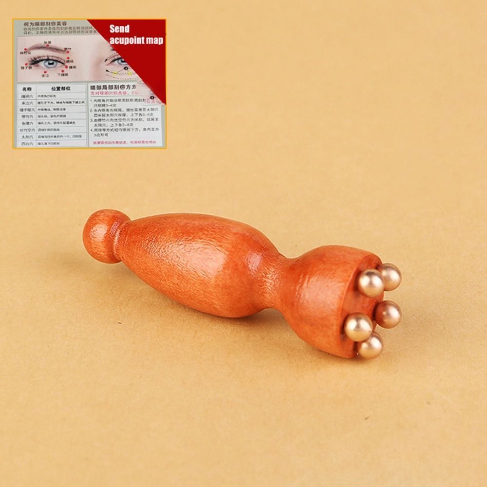 Con lăn mát xa mắt BAMBOOB, Gậy Massage mặt 5 răng bằng gỗ, Gậy cạo mắt Mini Lotus Pod bền bỉ để giảm mệt mỏi cho mặt