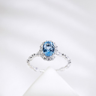 Nhẫn aquamarine hình bầu dục cho nữ, tone màu xanh topaz