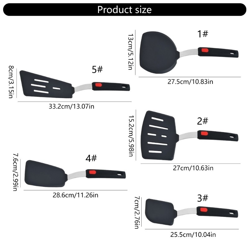Thìa silicon chống dính bền hàng đầu Dụng cụ nhà bếp Turner chịu nhiệt độ để lật trứng và thịt