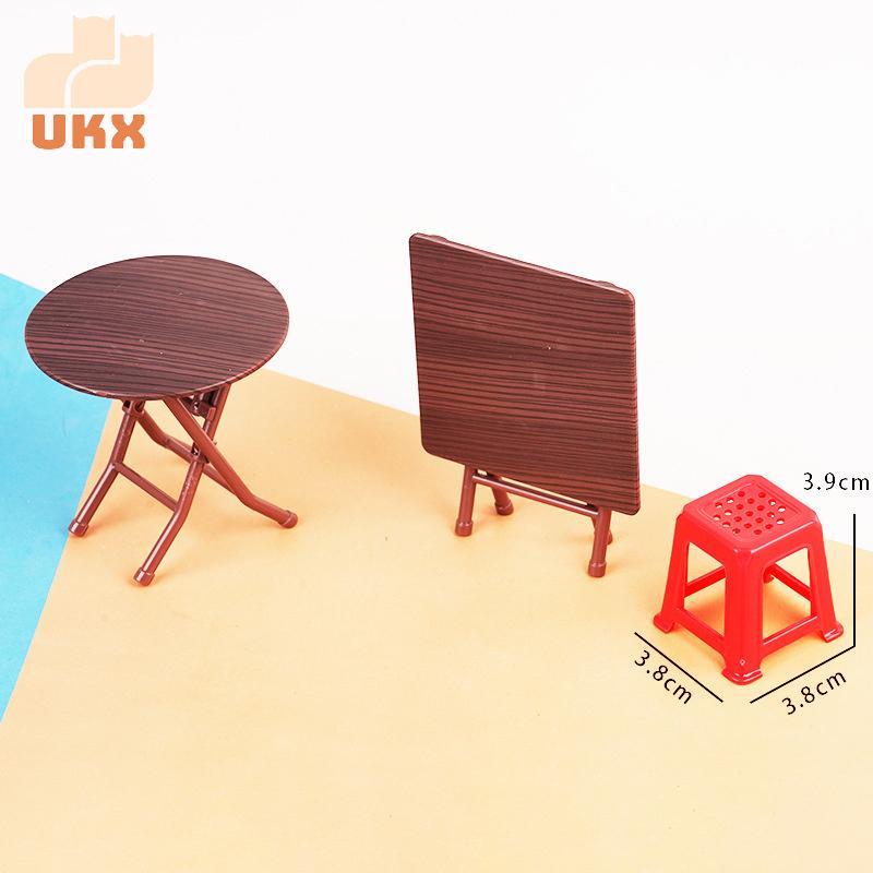 Bộ phân bàn gấp thu nhỏ UKX 1: 12, Phụ kiện trang trí nội thất nhà búp bê VN