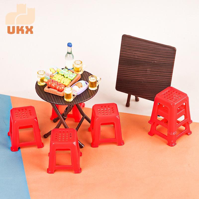 Bộ phân bàn gấp thu nhỏ UKX 1: 12, Phụ kiện trang trí nội thất nhà búp bê VN