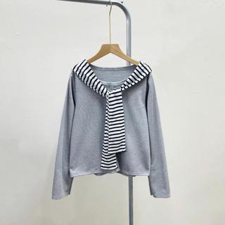 Áo Cardigan bigsize nữ  tay dài cổ tròn mềm mịn vải nỉ tăm kèm khăn thủy thủ xinh xắn cho nàng Chuppy  - A310+A195