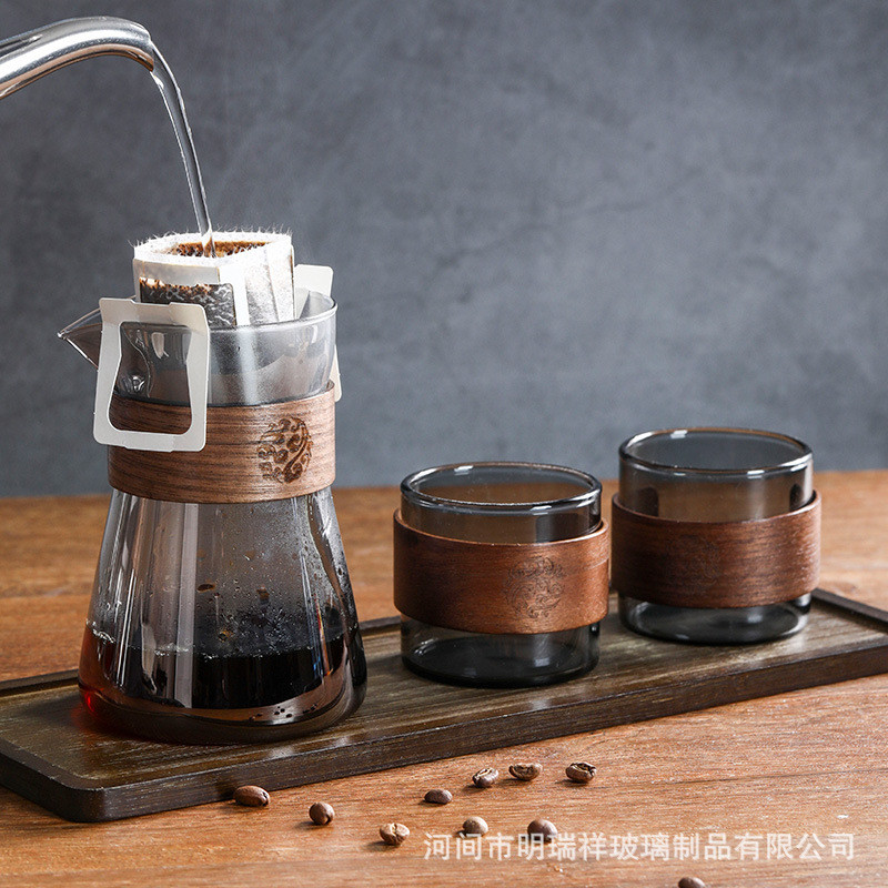 Cà Phê Pha Tay Chia Sẻ Nồi Thủy Tinh Borosilicate Cao Cà Phê Mây Nồi Cà Phê Gia Đình Có Nắp Z6QX