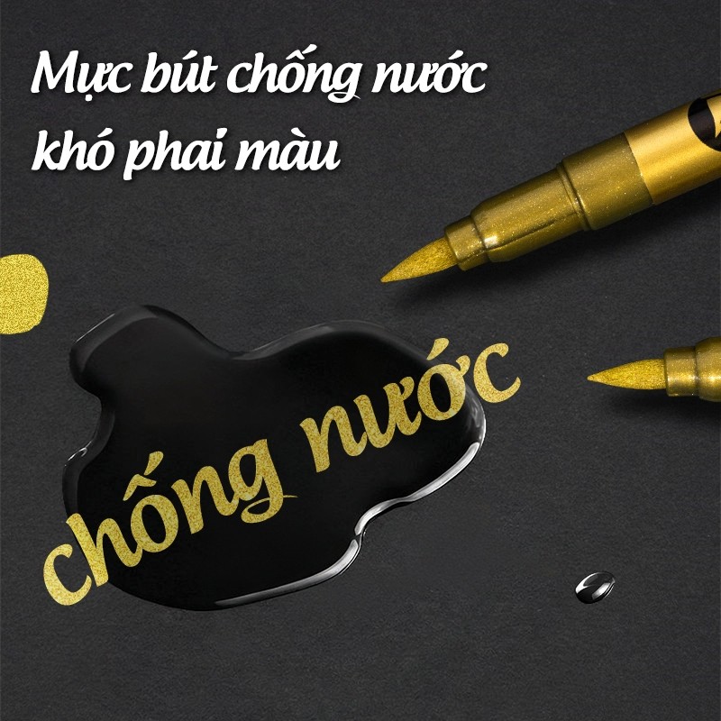 Bút viết thiệp cưới set 12/24 cây – Bút nhũ kim tuyến, bút dạ vàng bạc lấp lánh, viết thiệp & trang trí