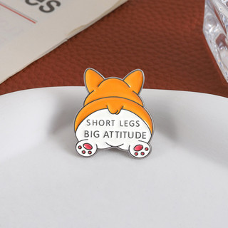 Huy hiệu corgi dễ thương làm bằng kim loại có pin sạc, thiết kế ngắn legs lớn attitude - Quà tặng độc đáo dành cho bạn bè