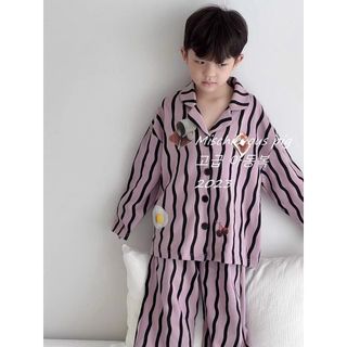 Đồ ngủ bé gái phong cách Hàn – Bộ pijama kẻ sọc cực xinh kèm băng đô