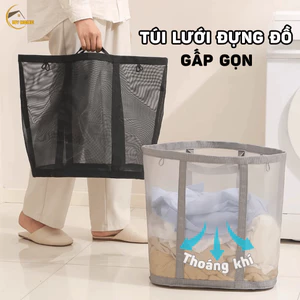 Giỏ Đựng Đồ Cỡ Lớn Thoáng Khí Bền Đẹp, Túi Lưới Đa Năng Gấp Gọn Đựng Quần Áo, Đồ Dùng TuLy
