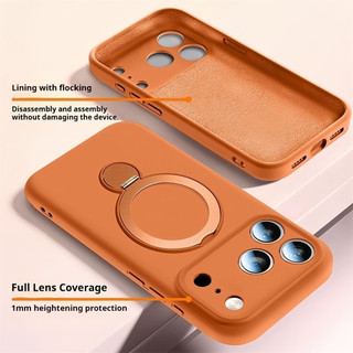 Giá đỡ xoay 360 mới Vỏ điện thoại silicon lỏng cho IPhone 17 Pro Max 13 Pro Max 14 15 16 Pro Max Vỏ cứng viền mềm Giá đỡ Vỏ chống sốc