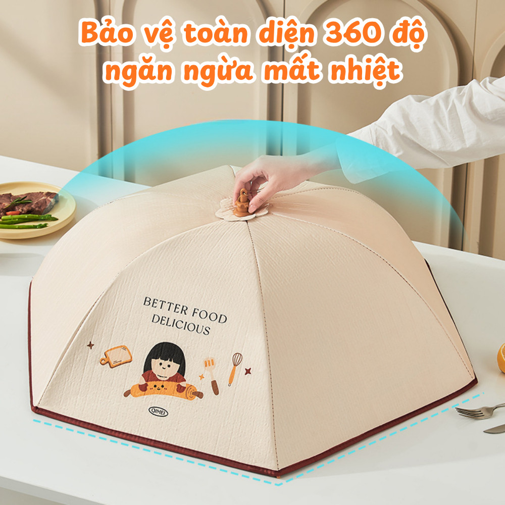 Lồng Bàn Hoạt Hình Dễ Thương Gấp Gọn, Lồng Đậy Thức Ăn Chống Côn Trùng, Dễ Gấp Mở