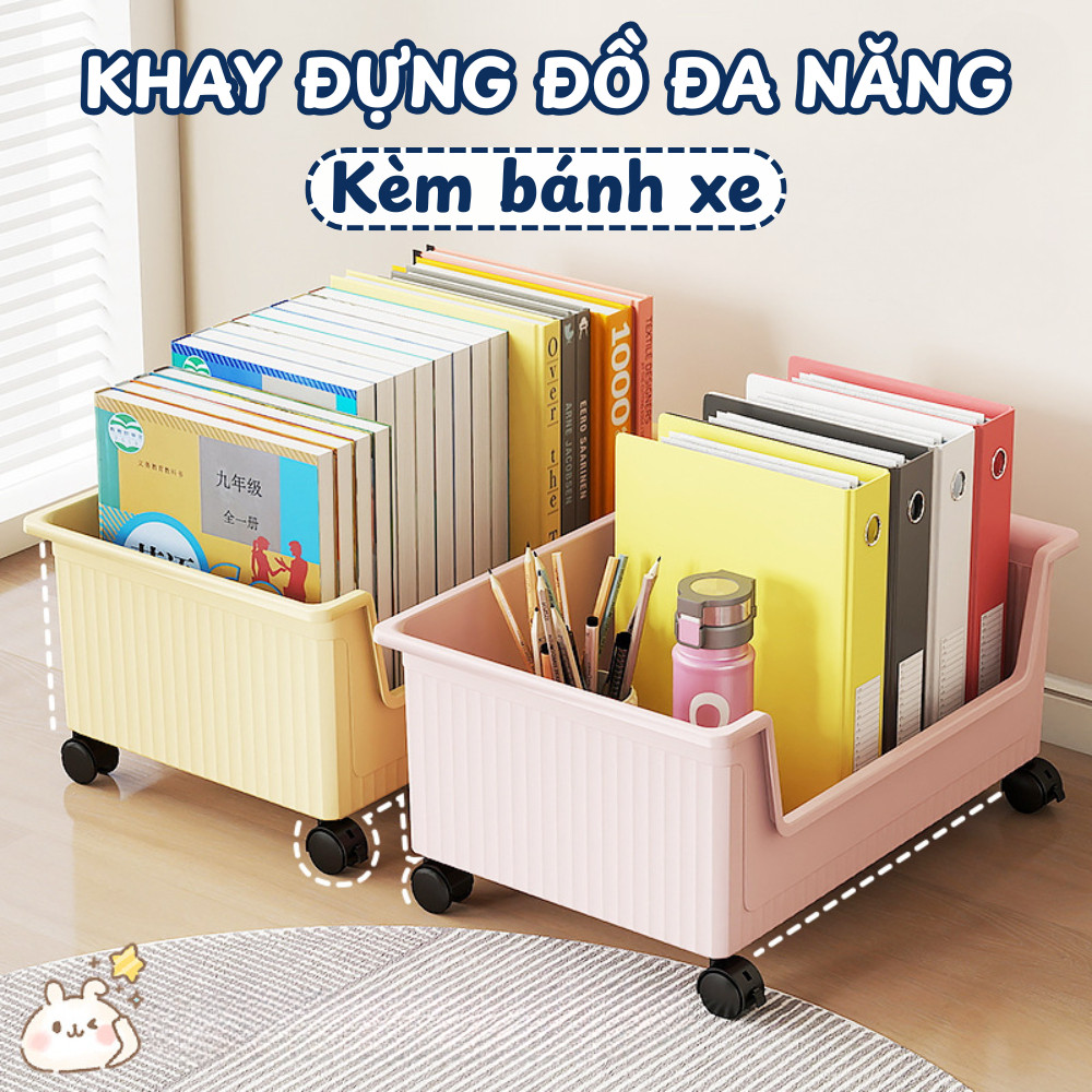 Giỏ Đựng Đồ Có Bánh Xe Để Gầm Bàn, Khay Đựng Đồ Ăn Vặt Di Động