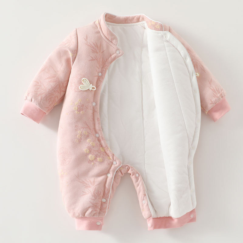 GC1 Cổ Phong Cách Trung Hoa Cho Bé Onesie Cotton Áo Khoác Mùa Đông Quilted Và Dày Cotton Đệm Quần Áo GC1