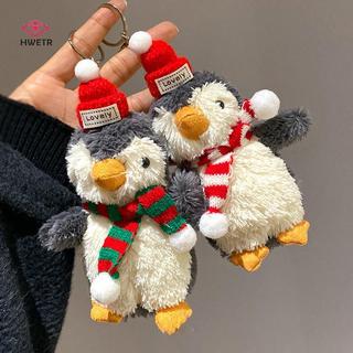 HWETR Hoạt Hình Dễ Thương Đậu Phộng Giáng Sinh Chim Cánh Cụt Sang Trọng Búp Bê Móc Khóa Ba Lô Trang Trí Quà Tặng Mới