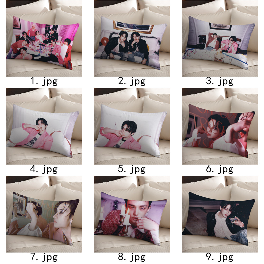 Vỏ gối Polyester hình chữ nhật một mặt Kpop Stray Kids, có thể giặt được, thích hợp để trang trí phòng khách giường Sofa (không bao gồm lõi)