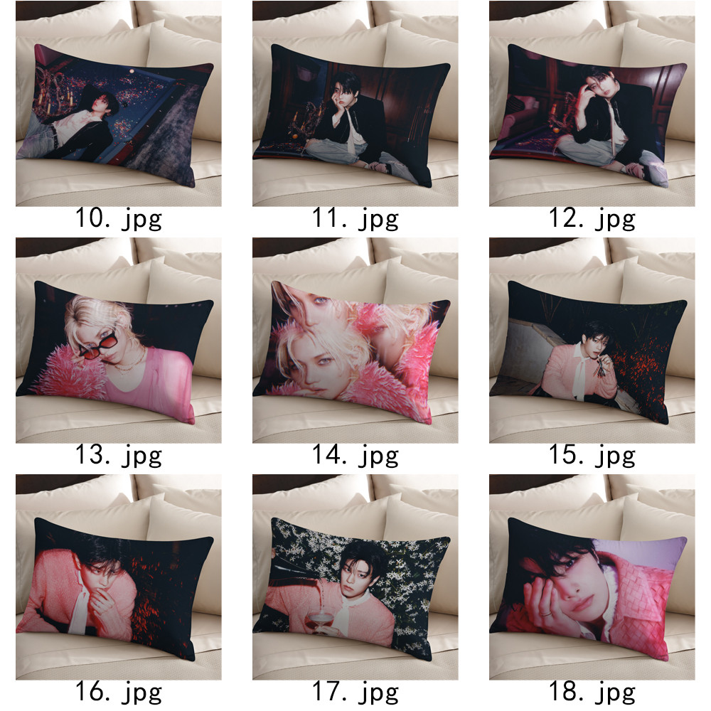 Vỏ gối Polyester hình chữ nhật một mặt Kpop Stray Kids, có thể giặt được, thích hợp để trang trí phòng khách giường Sofa (không bao gồm lõi)