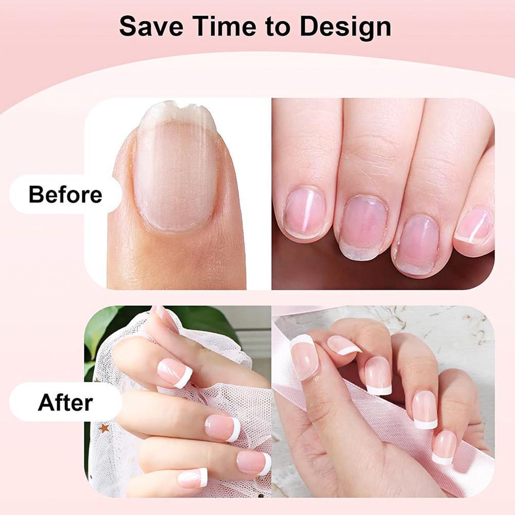 Bộ Pháp Hồng Vuông Ngắn Giả Bấm Móng Tay Full cover Trắng Móng Tay Hồng Móng Tay Cạnh A9e9