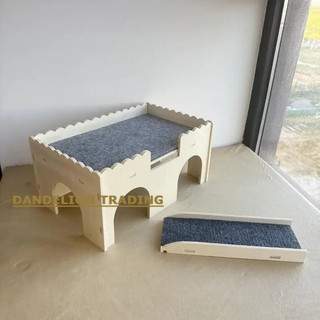 [DELION] Ngôi nhà ẩn náu nhiều tầng bằng gỗ chắc chắn có cầu thang | Môi trường sống tổ Hamster cho Hamster / Bunny / Chinchillas