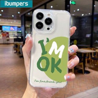 Ốp Điện Thoại Ibumipers Phong Cách Tươi "Tôi OK" Vỏ Chống Sốc Mềm Trong Suốt Tối Giản Cho iPhone 11 12 13 14 15 16 Pro Max IP 7 8 Plus Iphon X XS XR Xs max