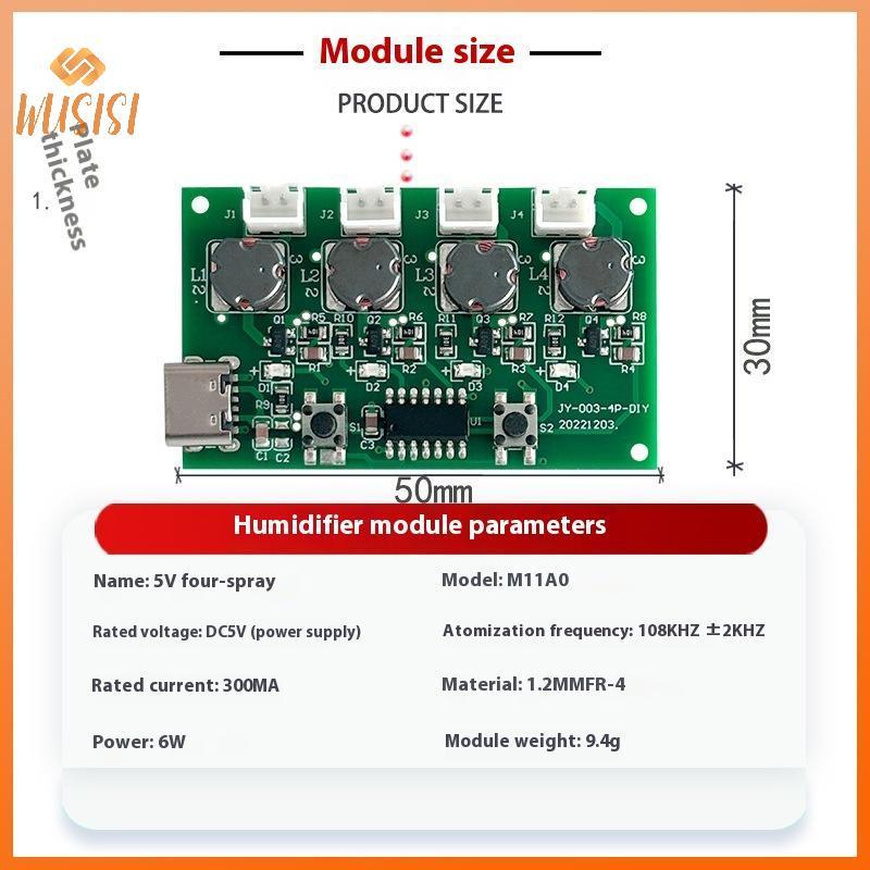 [WUSISI] Máy tạo độ ẩm bốn loại C Máy tạo độ ẩm USB Bộ dụng cụ DIY Máy tạo sương mù và bảng mạch điều khiển Tấm phun sương có chân đế MỚI