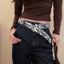Dây thắt lưng nữ phong cách Y2K da báopunk màu hồng và trắng, phù hợp với váy và quần jeans