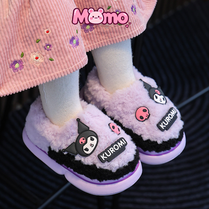 Sanrio Dép Cotton Trẻ Em Bé Gái Hoạt Hình Dễ Thương Thu Đông Nhà Trong Nhà Và Ngoài Trời Chống Trơn Trượt Giày Cotton Ấm Áp