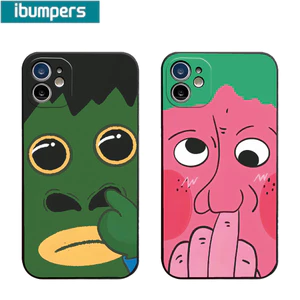 Ibumpers Ốp Điện Thoại Ngộ nghĩnh Hoạt Hình Mặt Silicon Mềm Cao Cấp Vỏ Chống Sốc Cho iPhone 11 12 13 14 15 16 Pro Max IP 7 8 Plus Iphon X XS XR Xs max