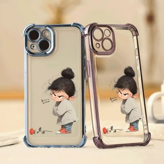 Ốp Điện Thoại Cô Gái Tức Giận Cho Huawei P60 P50 P40 P30 Pro P30 Lite Nova 14 13 12 11 11i 4e Mạ Điện Chống Rơi Bảo Vệ Trong Suốt
